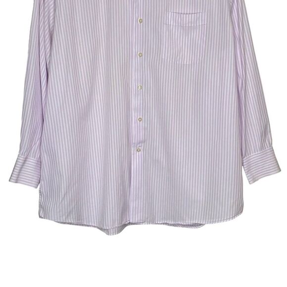 Tommy Bahama Mens Size 17.5 Striped Button Up Shirt Long Sleeve Lilac White - Picture 3 of 8
